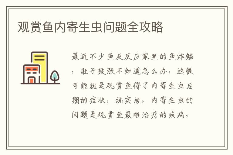 觀賞魚內(nèi)寄生蟲問題全攻略