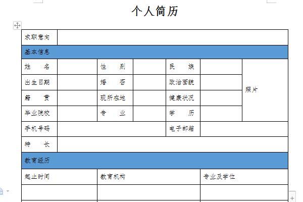 個(gè)人電子版簡(jiǎn)歷模板