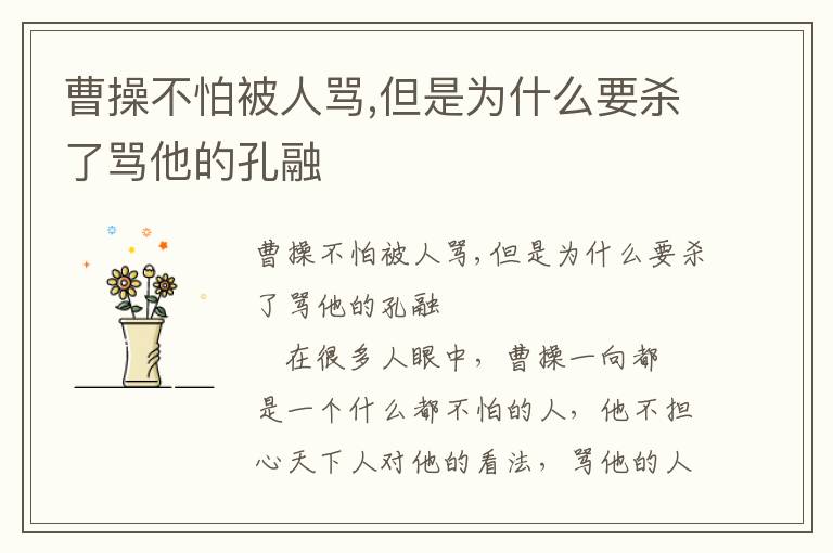 曹操不怕被人罵,但是為什么要殺了罵他的孔融