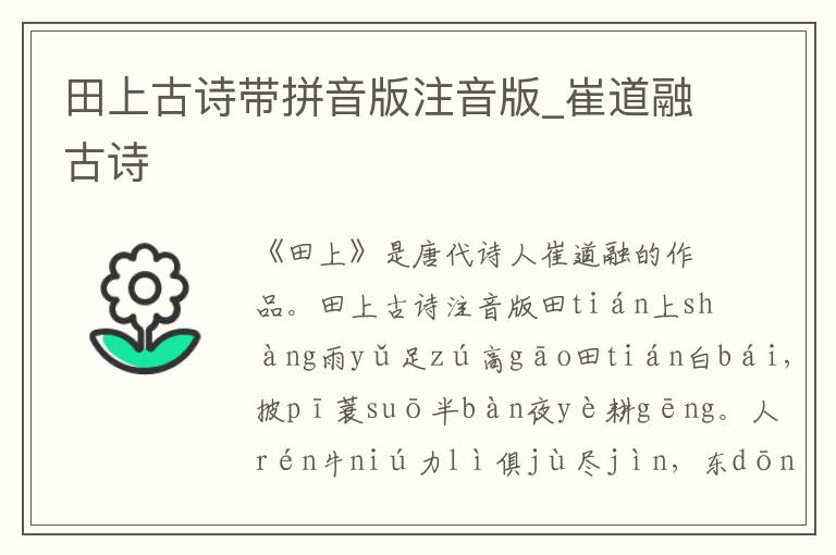 田上古詩帶拼音版注音版_崔道融古詩