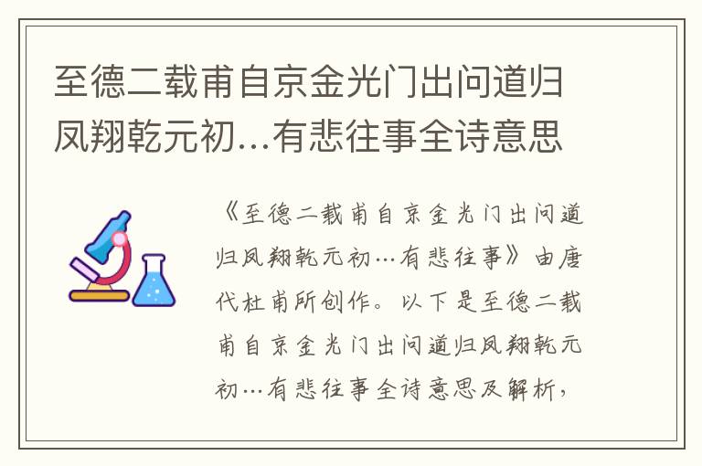 至德二載甫自京金光門(mén)出問(wèn)道歸鳳翔乾元初…有悲往事全詩(shī)意思及解析_唐代杜甫