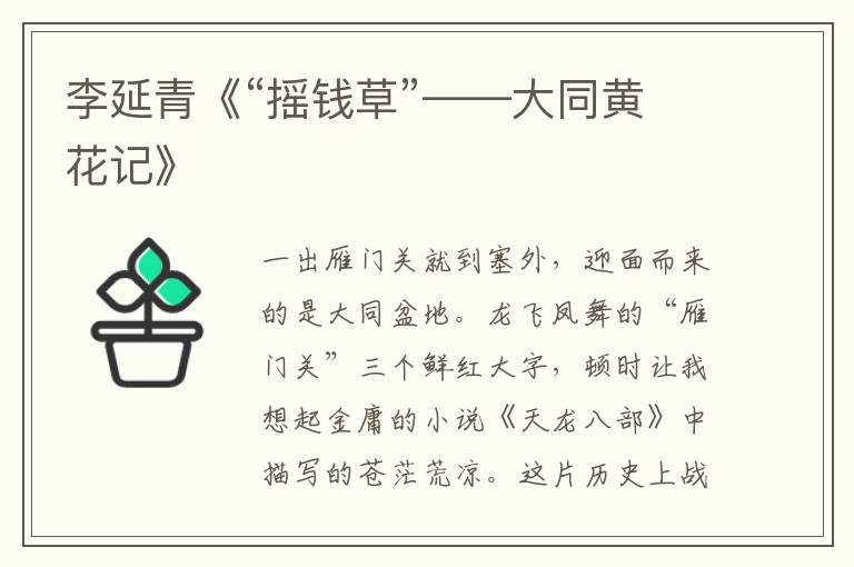 李延青《“搖錢草”——大同黃花記》