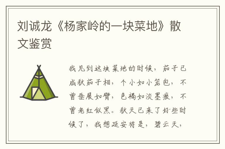 劉誠龍《楊家嶺的一塊菜地》散文鑒賞