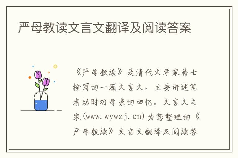 嚴母教讀文言文翻譯及閱讀答案