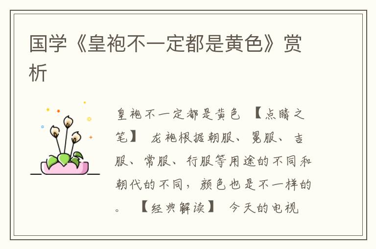 國學《皇袍不一定都是黃色》賞析