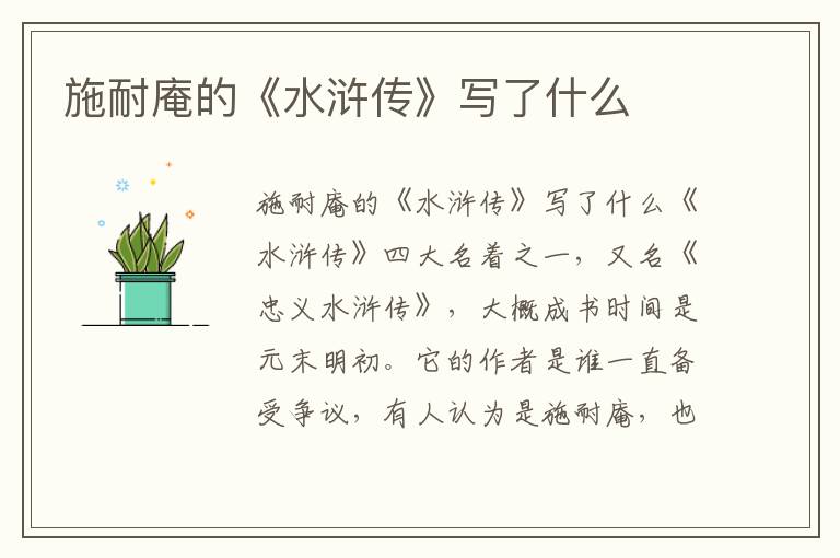 施耐庵的《水滸傳》寫了什么