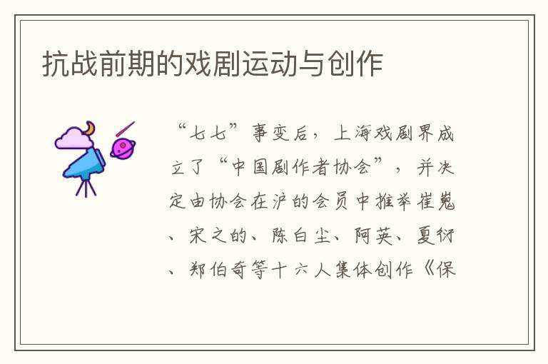 抗戰前期的戲劇運動與創作
