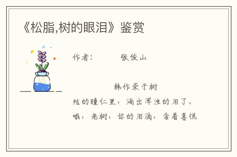 《松脂,樹的眼淚》鑒賞