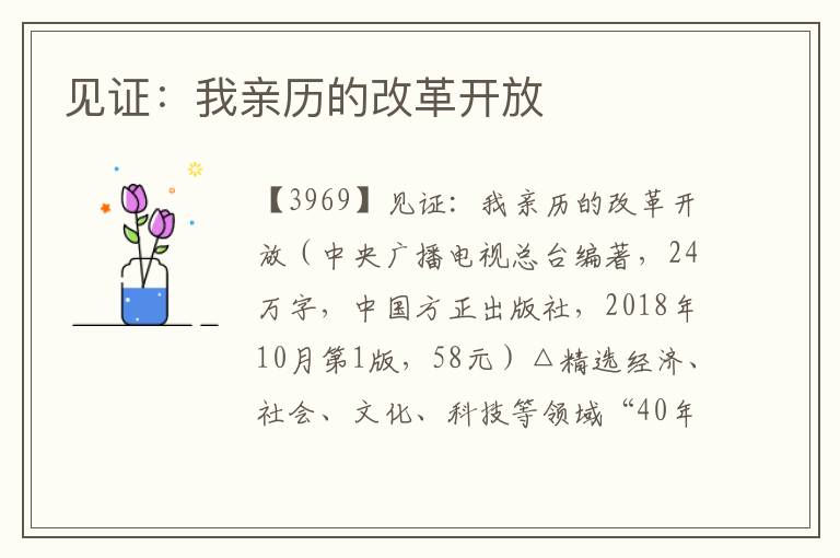 見證：我親歷的改革開放