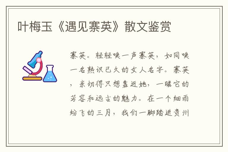葉梅玉《遇見寨英》散文鑒賞