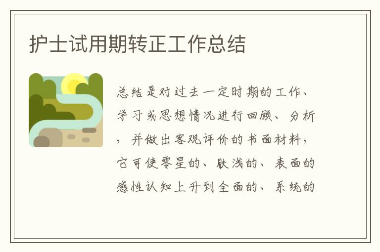 護士試用期轉正工作總結